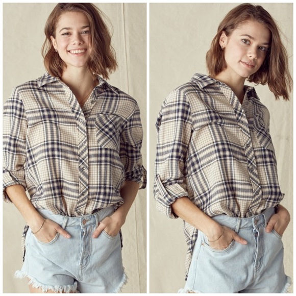 Last1️⃣ Women’s Fall Plaid Button Down Soft Pocket Top Leggings Top - Picture 2 of 8
